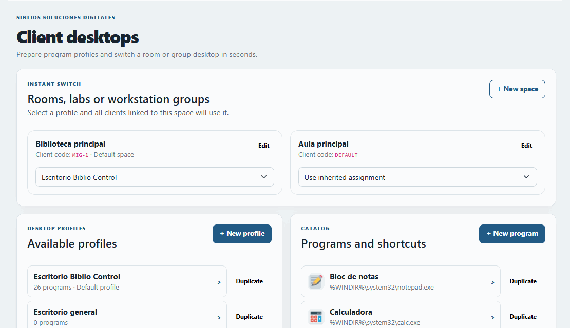 Educational desktop profiles